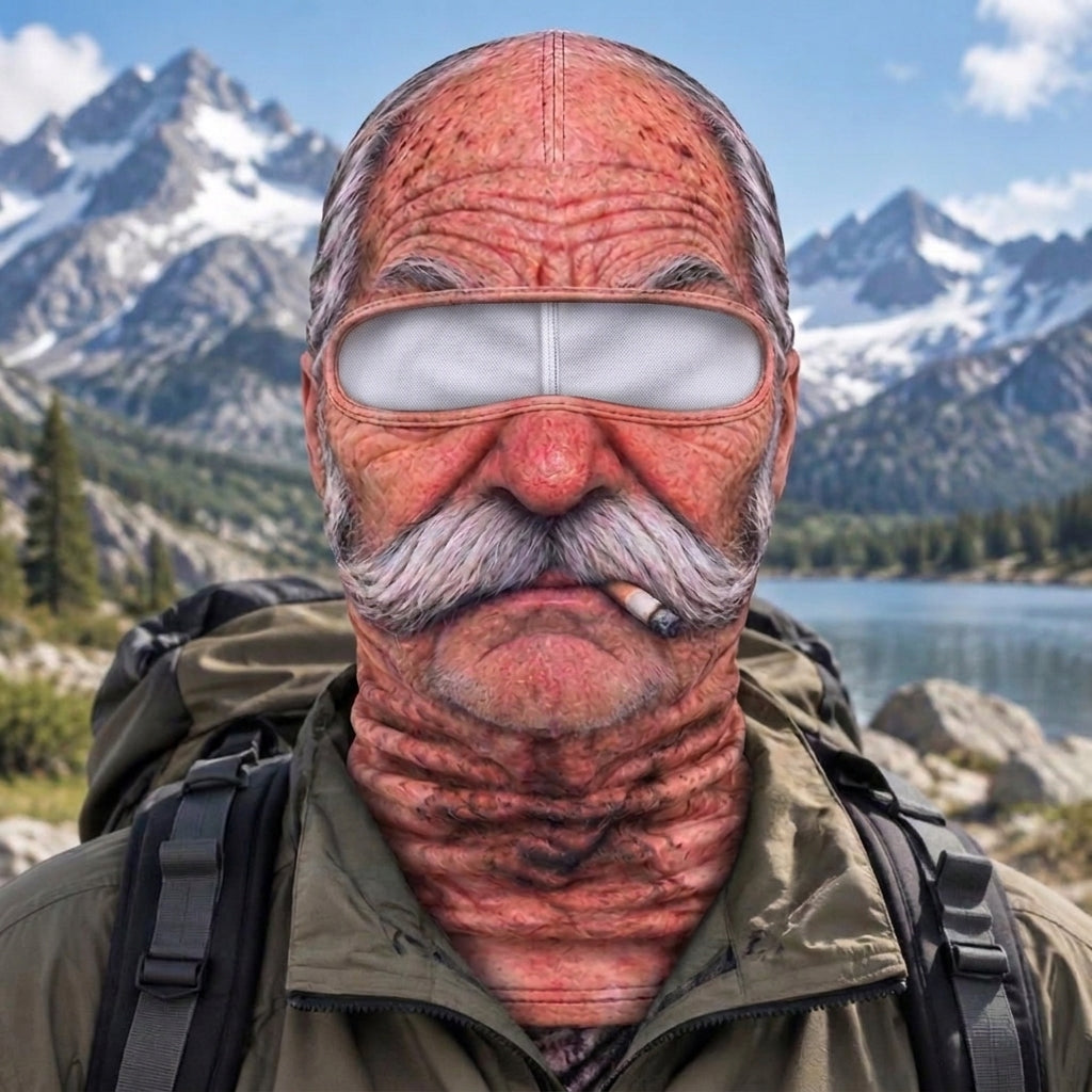 Realistic Old Man 3D Funny Face Balaclava – Outdoor & Party Gear